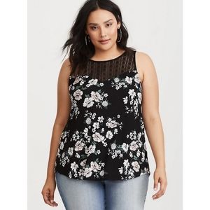 BOGO $5 Floral Lace Yoke Knit Tank Top